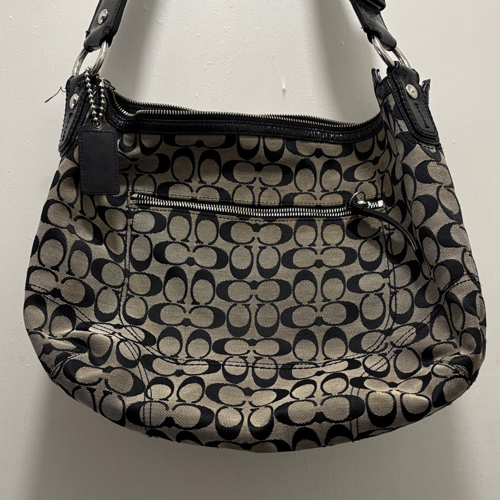 Coach Black and Tan Patterned Handbag